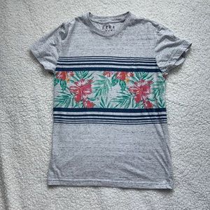 Free State Mens gray floral print short sleeve tshirt S